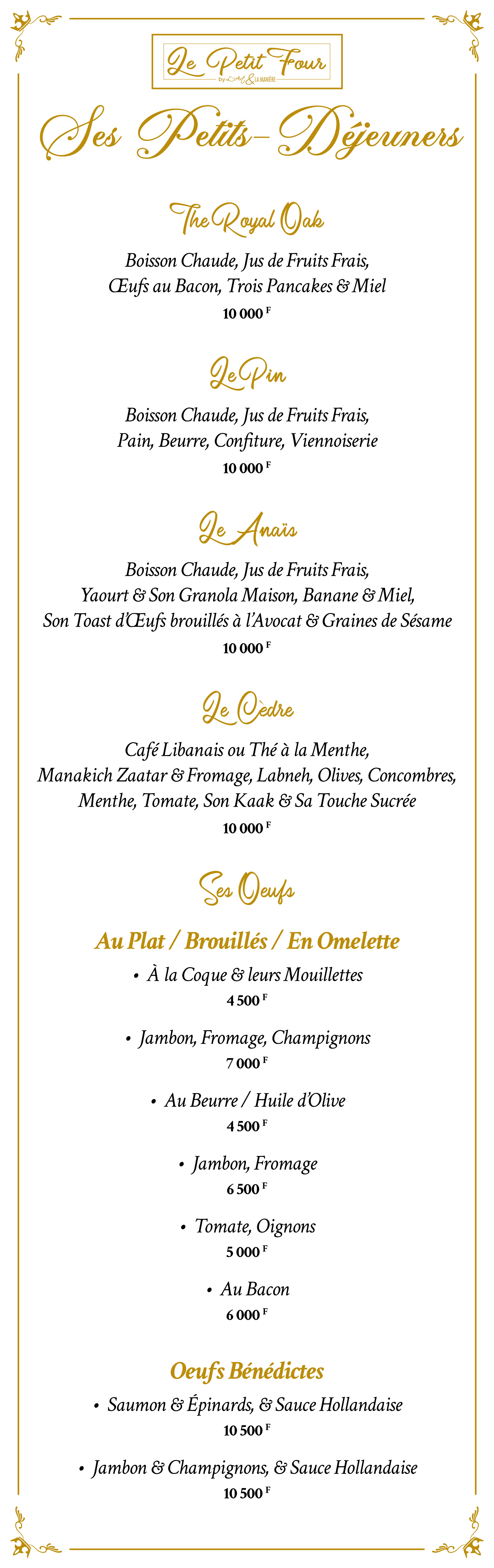 Nos formules petit déjeuner
